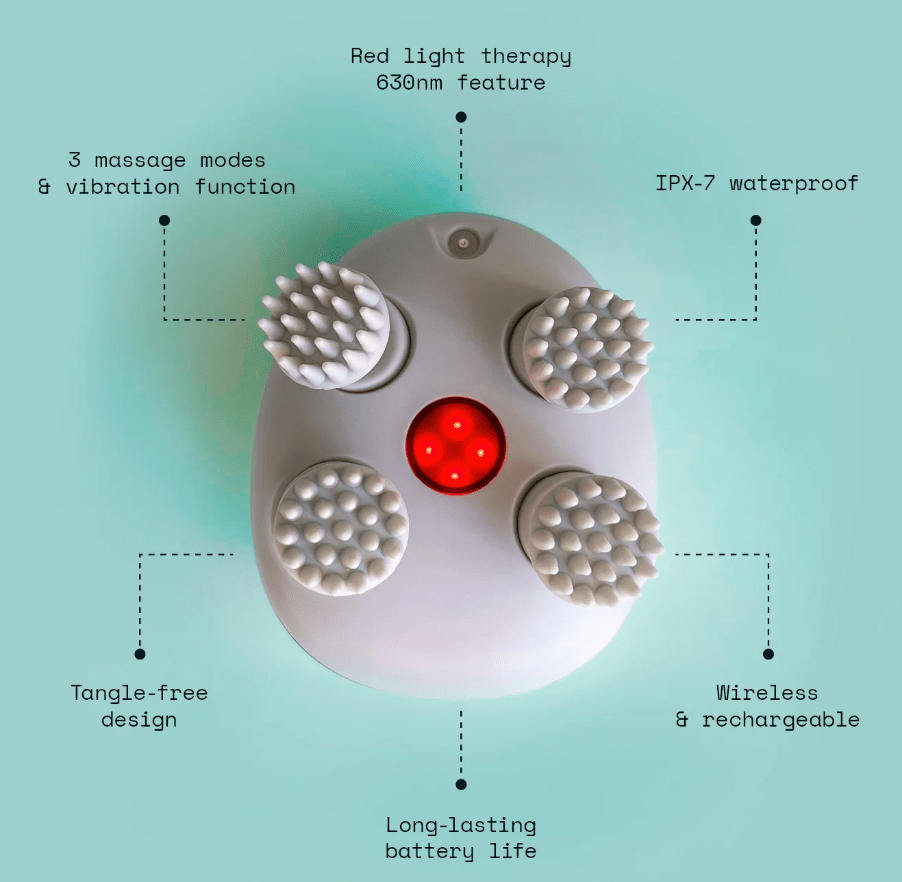 Electric Scalp Massager with Red Light Therapy